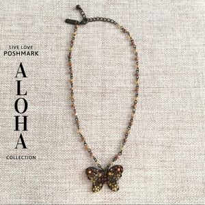 🦋 Butterfly crystal & gemstone necklace